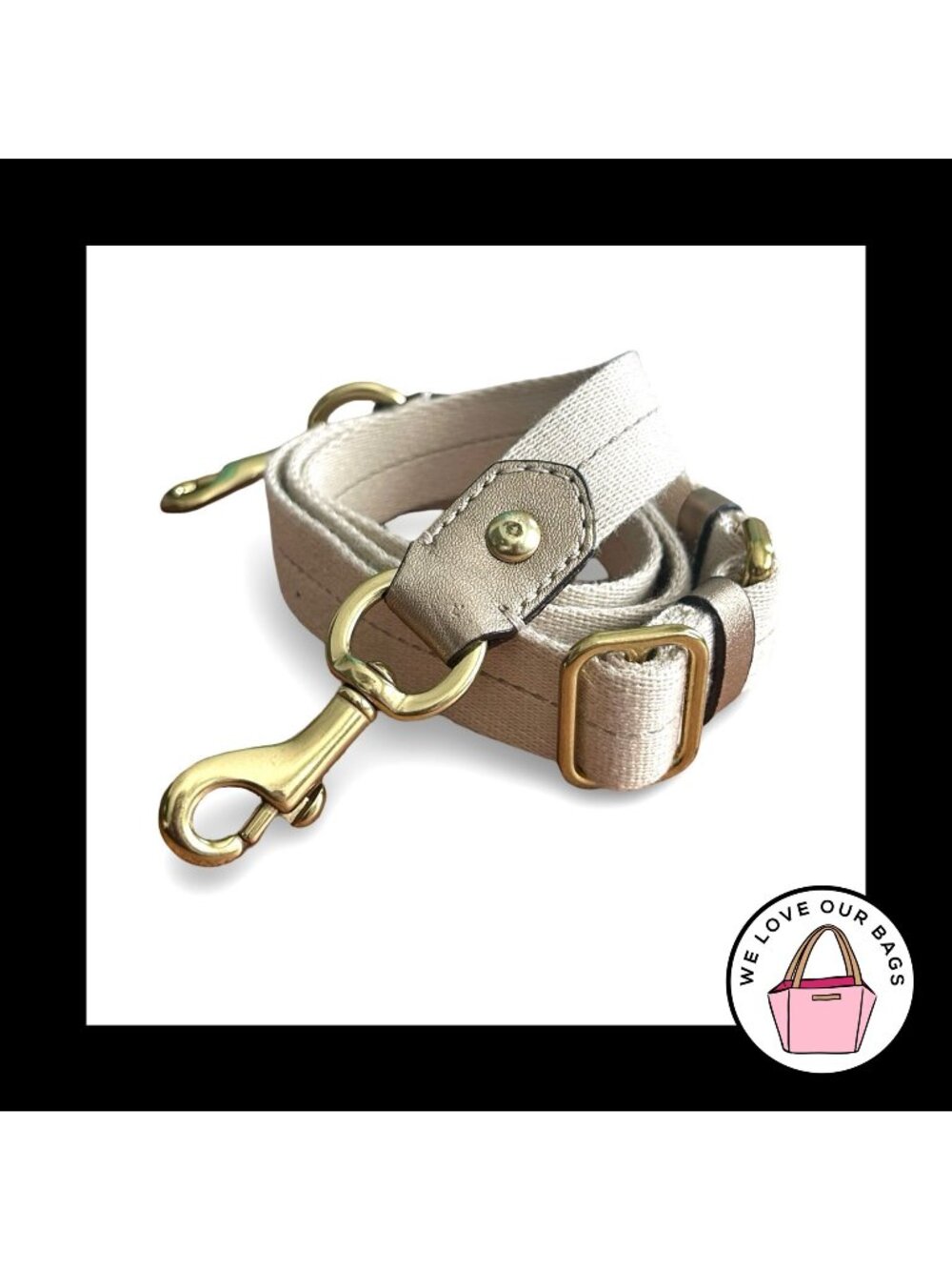 COACH BAG STRAP Beige Webbing & Leather Replacement Purse Crossbody Shoulder